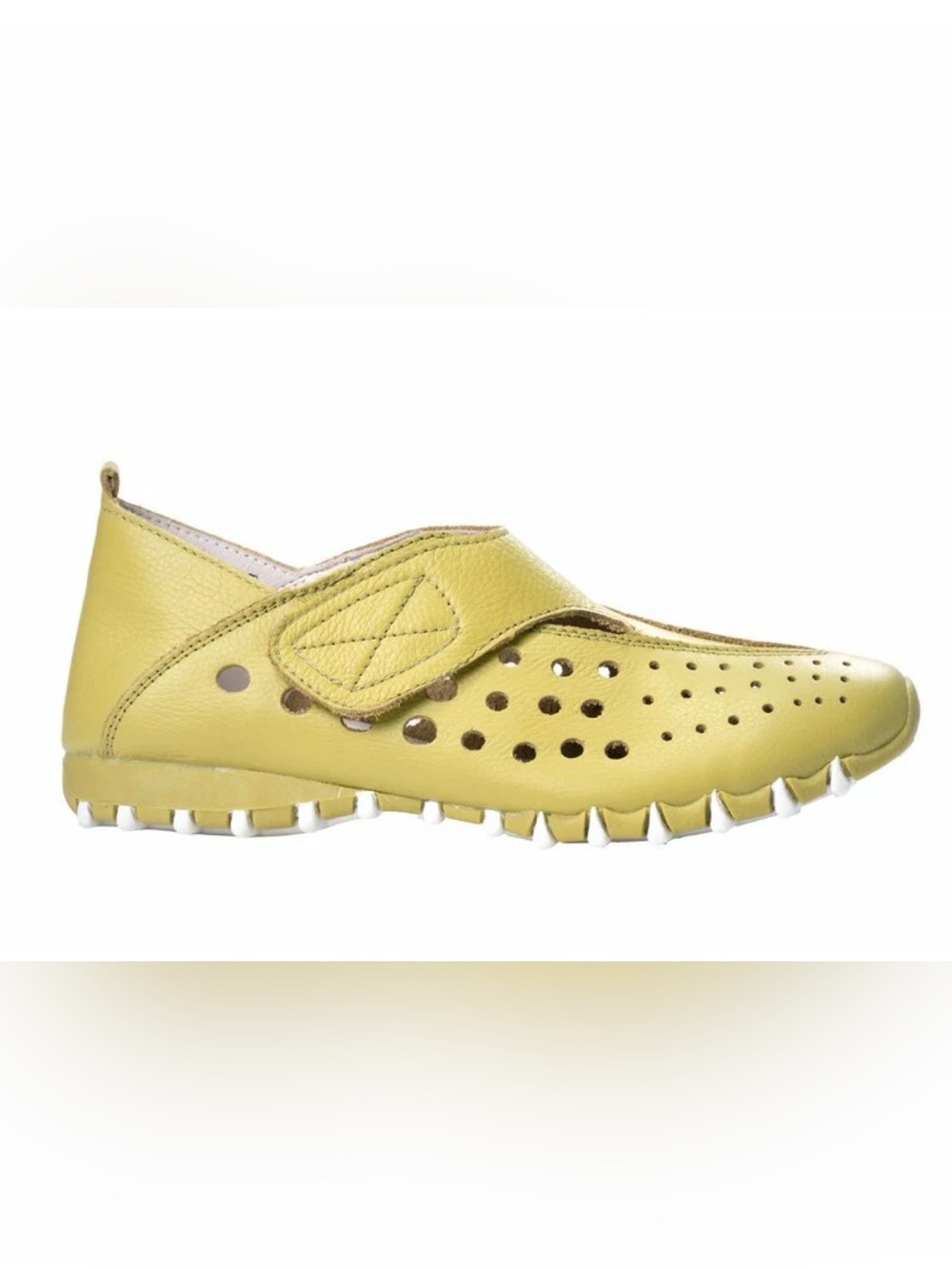 Litfoot Yellow Green Leather Velcro Sneakers Comfort Shoes 38